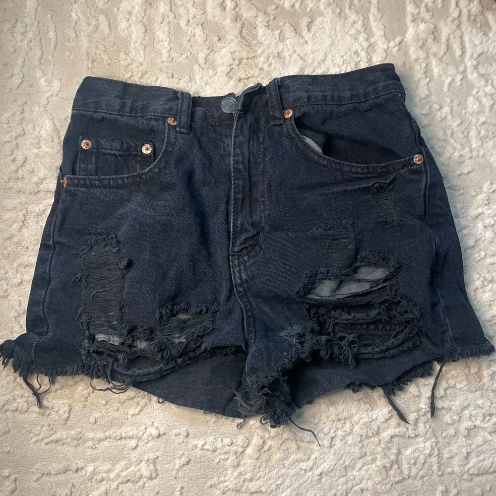Signature8 Black Distressed Jean Shorts